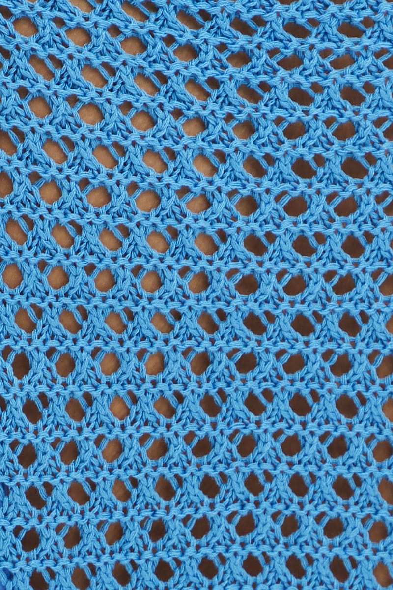 Blue Cutout Crochet Dress