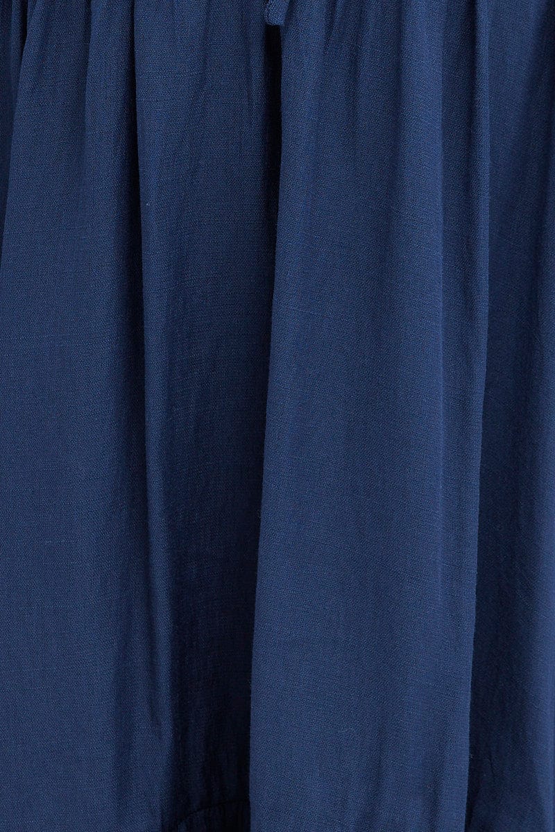 Blue Fit and Flare Dress Long Sleeve Cut Out
