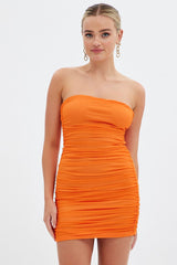 Orange Bodycon Mini Dress Side Keyhole