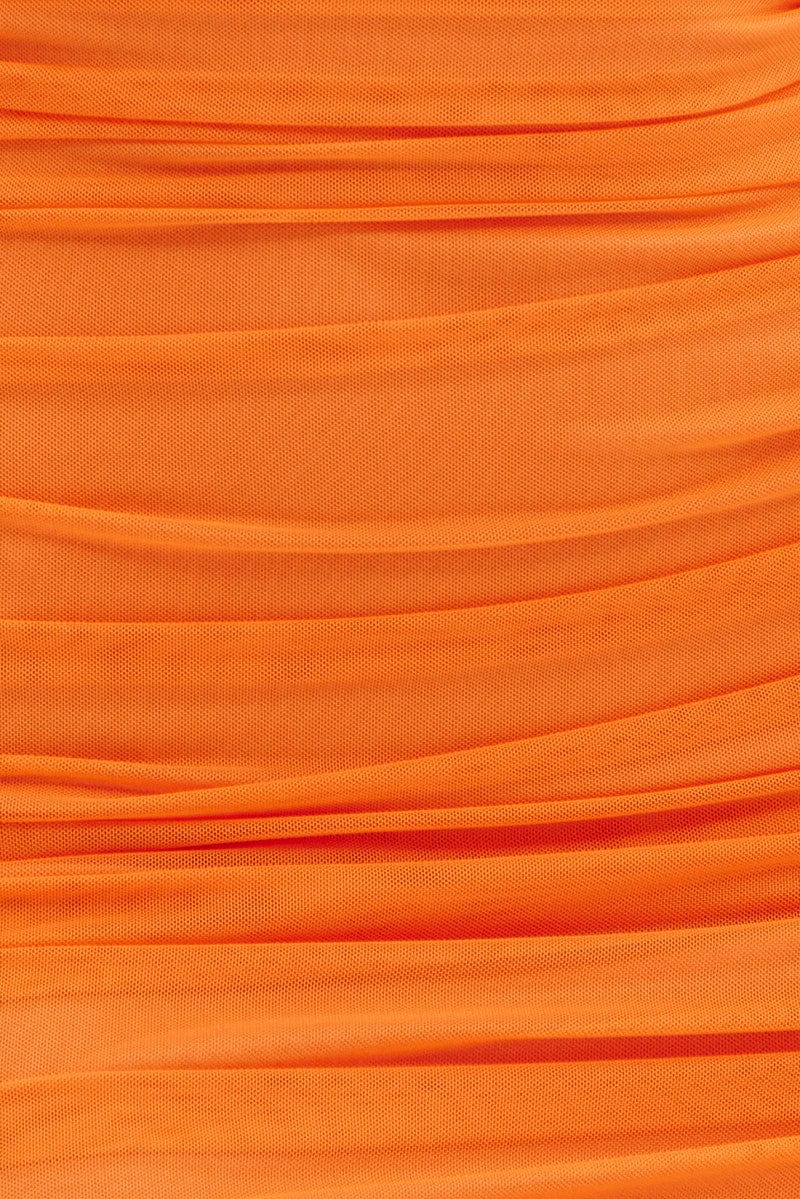 Orange Bodycon Mini Dress Side Keyhole