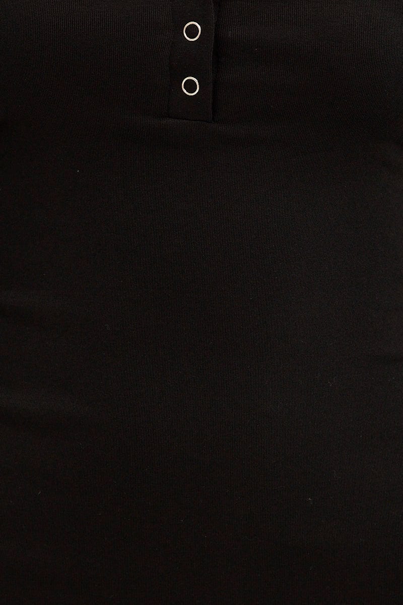 Black Bodycon Dress Sleeveless Button Front