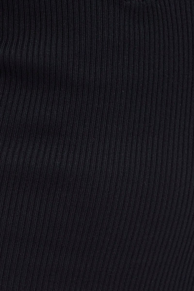 Black Knit Dress Short Sleeve Maxi Collared