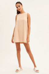 Beige Swing Dress Sleeveless