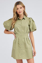 Green Shirt Dress Short Sleeve
