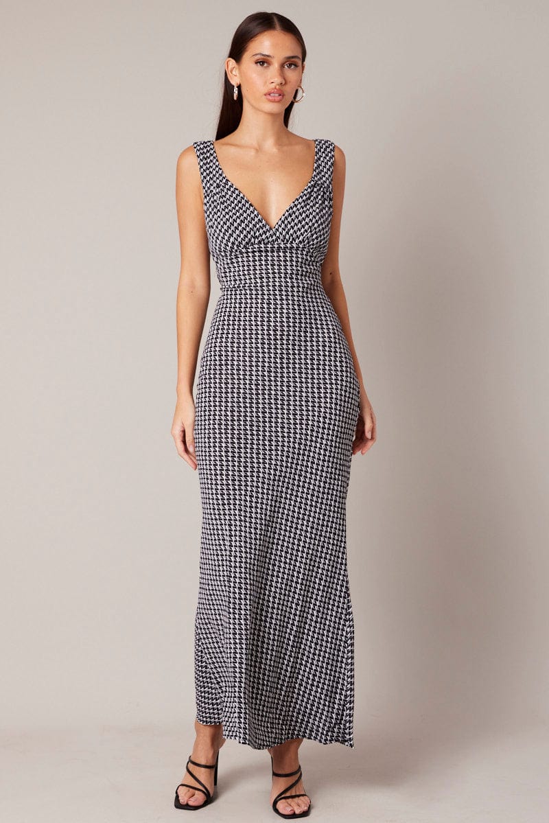 Black Geo Slip Dress Maxi