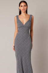 Black Geo Slip Dress Maxi