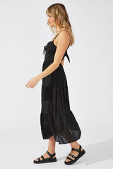 Black Midi Dress Sleeveless Eyelet