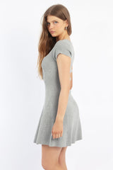 Grey Knit Dress Fit And Flare Short Sleeve