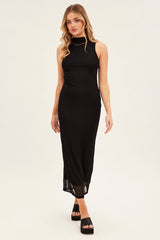 Black Maxi Dress Sleeveless Mesh