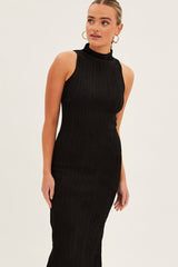 Black Maxi Dress High Neck Sleeveless