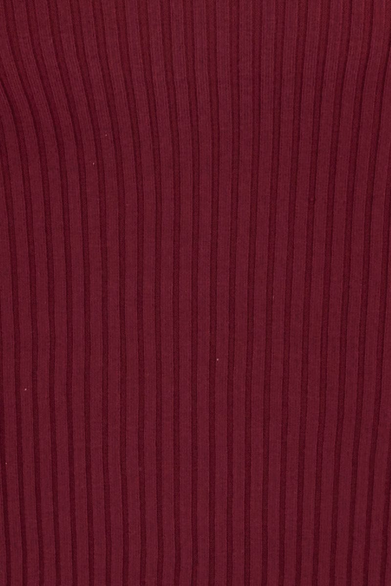 Red Knit Dress Long Sleeve Midi