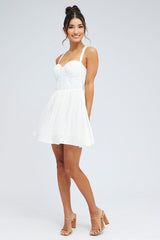 White Fit And Flare Dress Corset Bust Mini