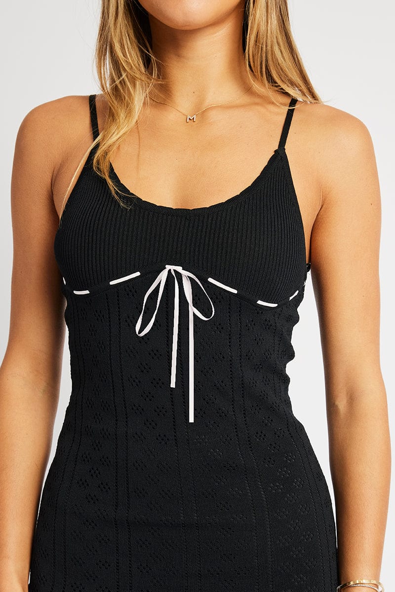 Black Knit Dress Singlet Midi