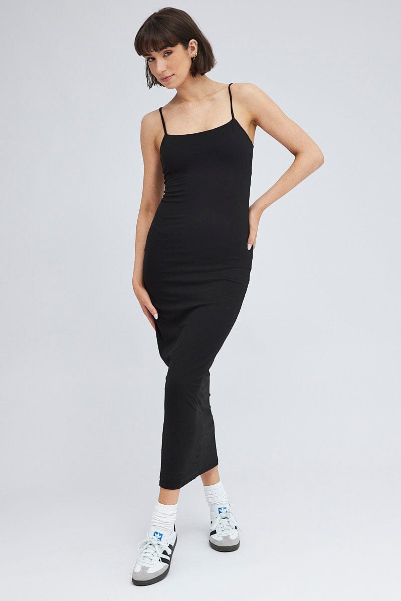 Black Supersoft Slim Fit Maxi Dress
