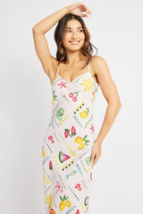 Multi Abstract Maxi Dress Bias Cut