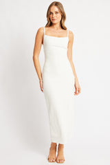 White Bodycon Dress Singlet Textured Midi