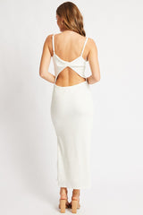 White Bodycon Dress Singlet Textured Midi