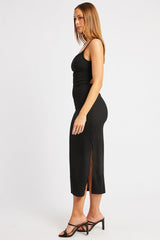 Black Bodycon Dress Singlet Textured Midi