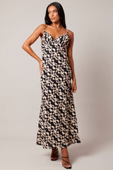 Black Abstract Maxi Dress Strappy