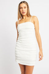White Bodycon Dress Textured Mini