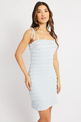 Blue Bodycon Dress Textured Mini