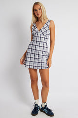 Black Check A Line Dress Sleeveless