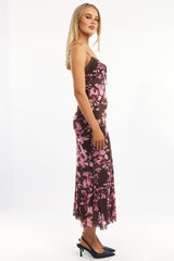 Multi Floral Bodycon Dress Midi