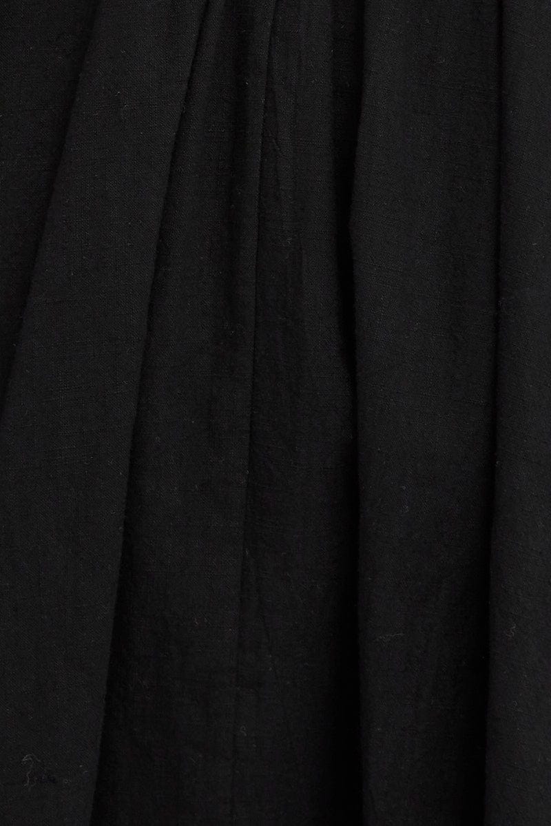Black Fit And Flare Dress Puff Sleeve Mini