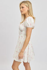 Pink Ditsy Fit And Flare Dress Mini
