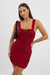 Red Bodycon Dress Lace Mini