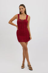 Red Bodycon Dress Lace Mini
