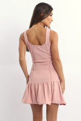 Pink Knit Dress Sleeveless Mini
