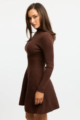 Brown Knit Dress Fit And Flared