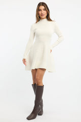 White Knit Dress Fit And Flared