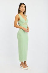 Green Bodycon Dress Sleeveless Mesh