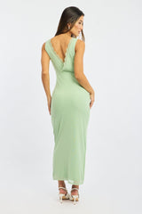 Green Bodycon Dress Sleeveless Mesh