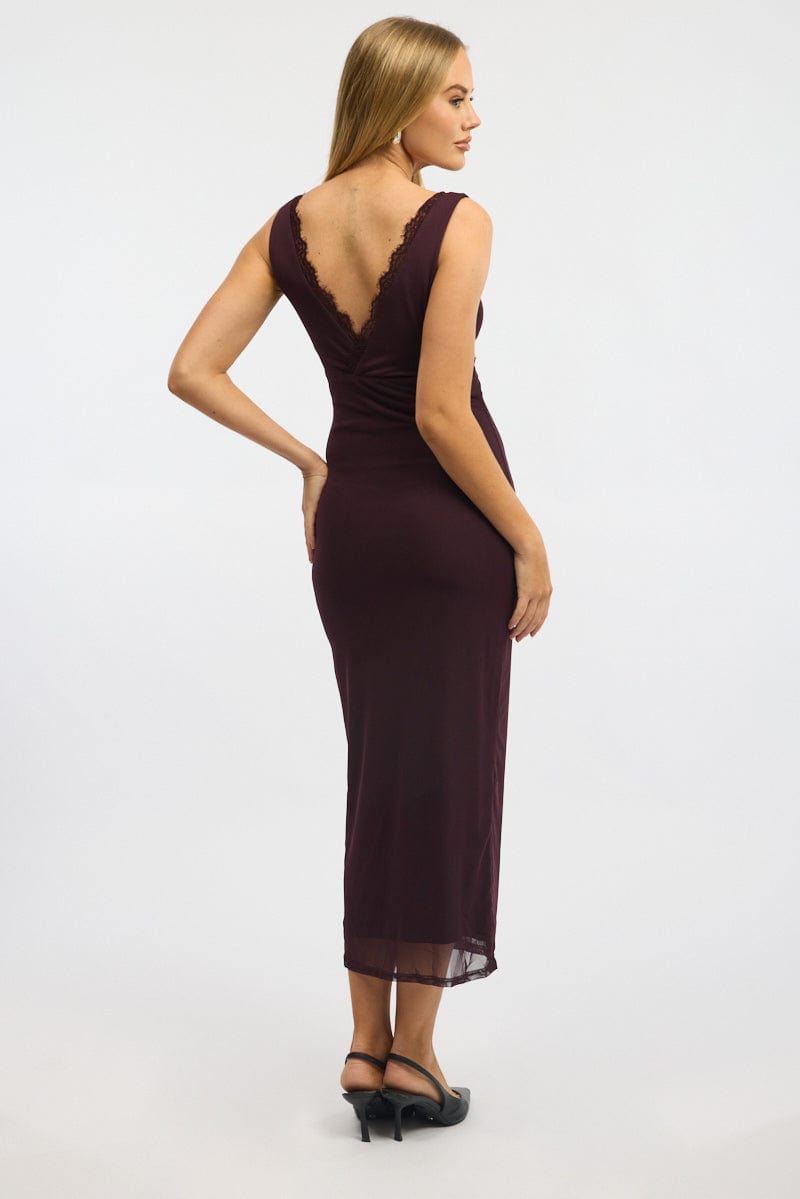 Red Bodycon Dress Sleeveless Mesh