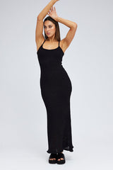 Black Knit Dress Maxi Crochet