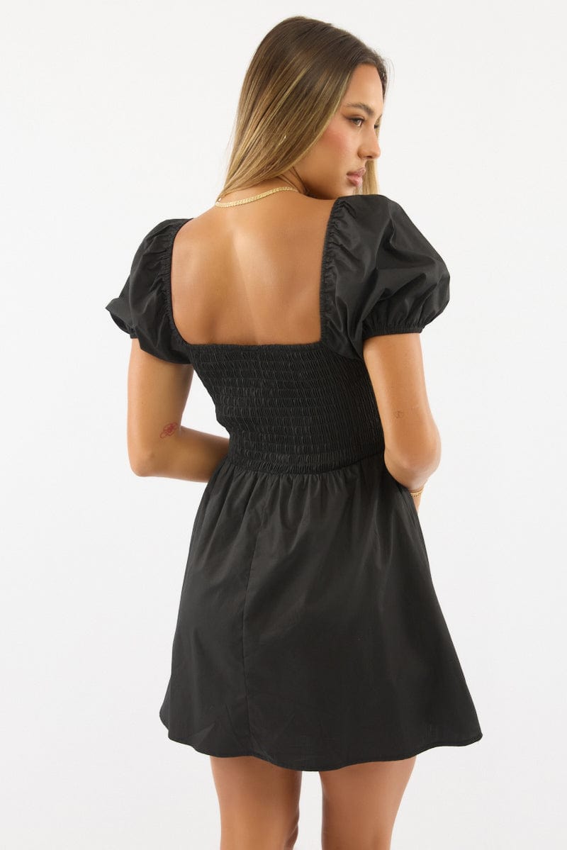 Black Mini Dress Ribbon Detail