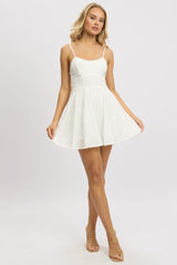White Fit And Flare Dress Mini Eyelet Fabric