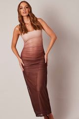 Brown Bodycon Dress Ombre Singlet Maxi