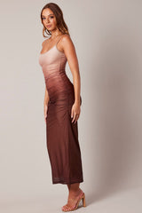 Brown Bodycon Dress Ombre Singlet Maxi