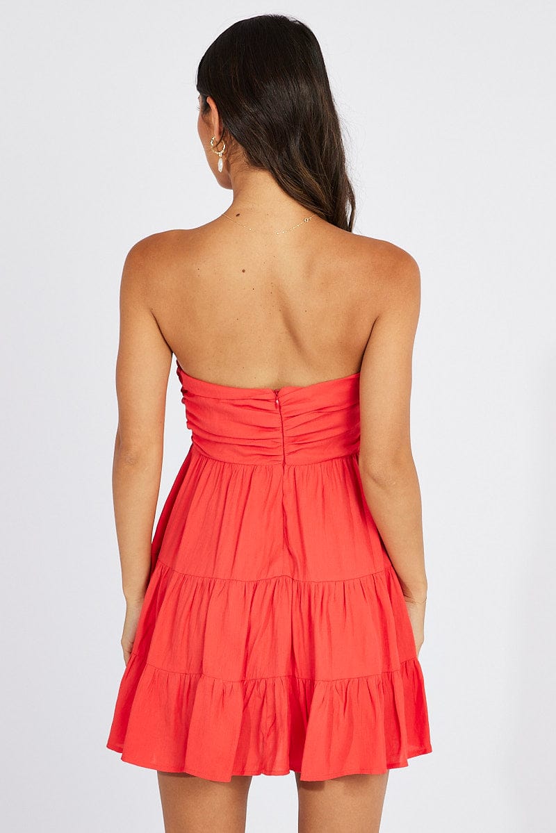 Red Fit And Flare Dress Mini