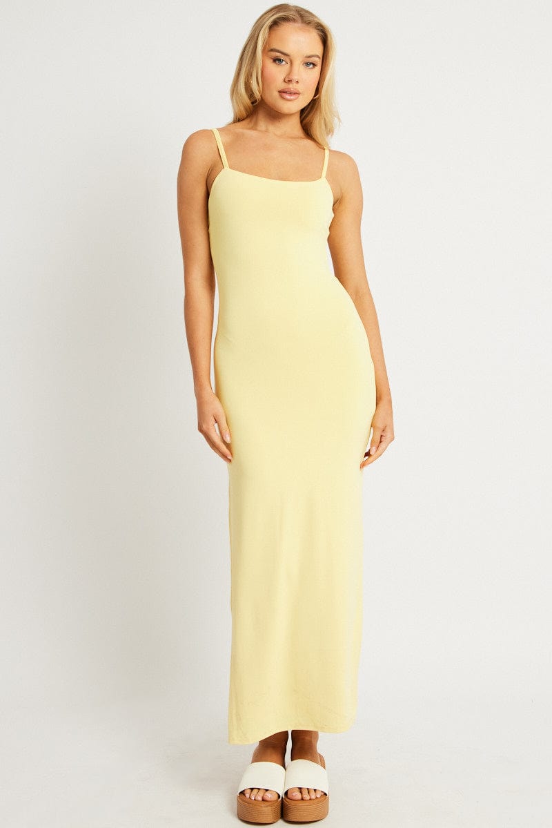 Yellow Bodycon Dress Maxi Supersoft