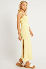 Yellow Bodycon Dress Maxi Supersoft
