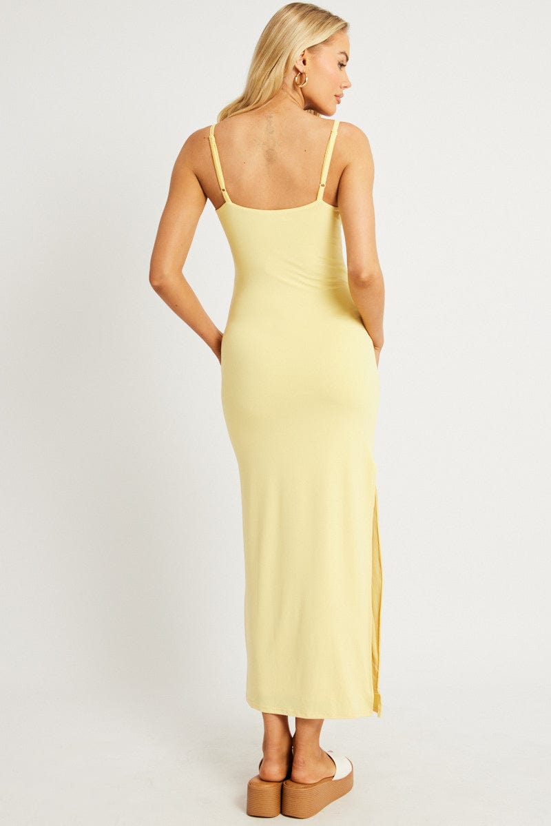 Yellow Bodycon Dress Maxi Supersoft