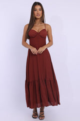 Red Maxi Dress Tiered