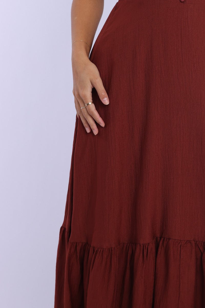 Red Maxi Dress Tiered