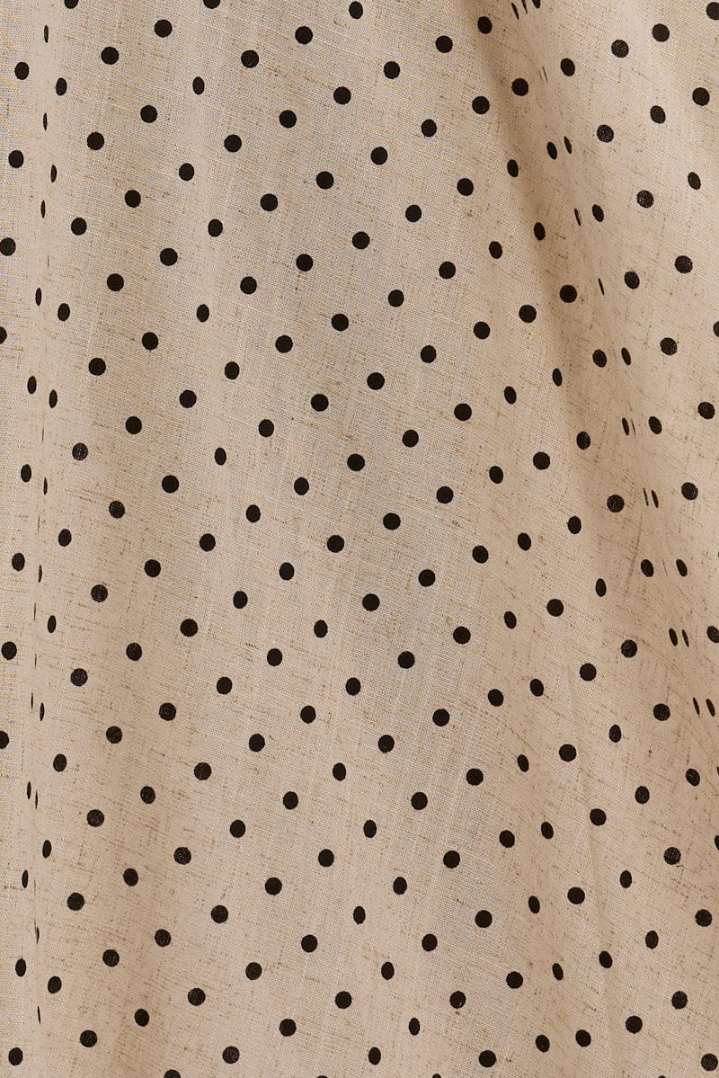 Beige Polka Dot Maxi Dress Strappy