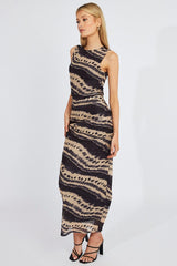 Multi Abstract Bodycon Dress Sleeveless Mesh